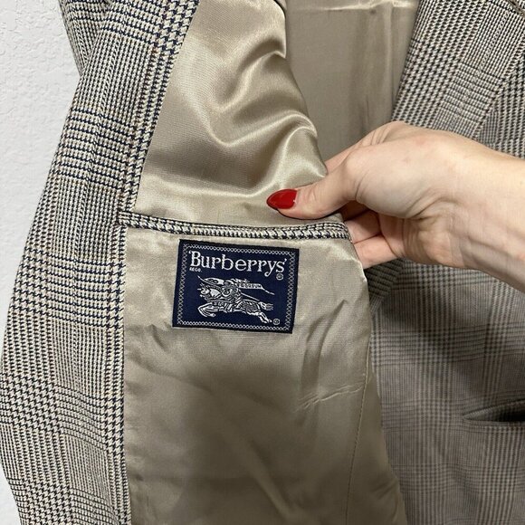 Vintage Burberry’s Houndstooth Brown Suit Jacket Mens Size 44R L/XL *Read - Picture 10 of 13